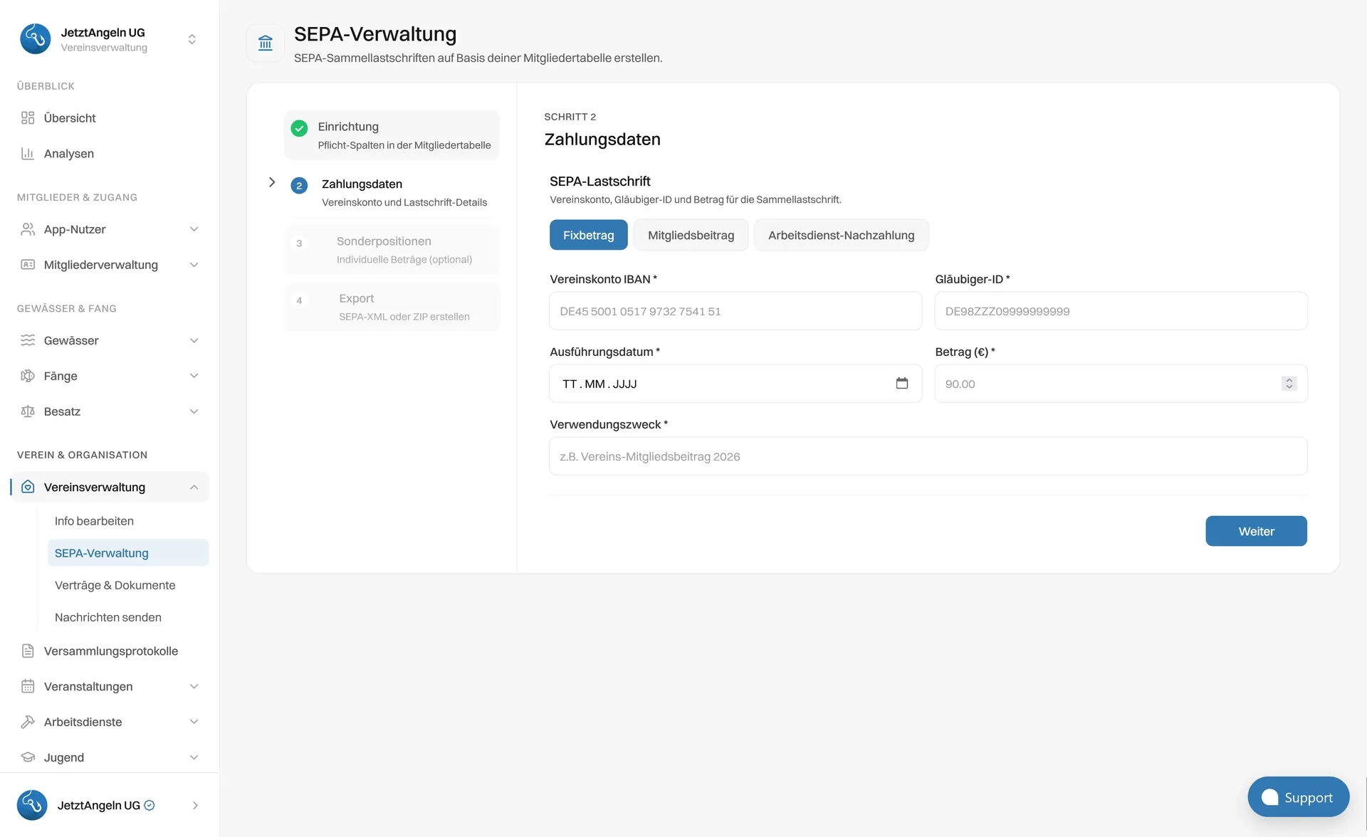 SEPA-Verwaltung