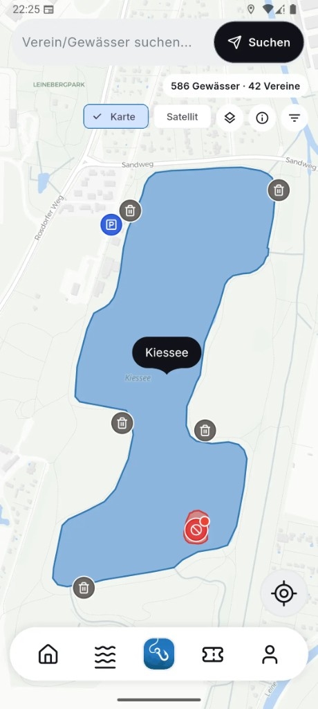 Gewässerkarte in der App